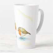 Tasse Latte Robins rouges en hiver (Angle droit)