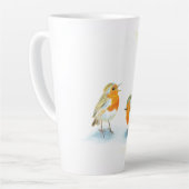 Tasse Latte Robins rouges en hiver (Angle gauche)