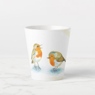 Tasse Latte Robins rouges en hiver petits