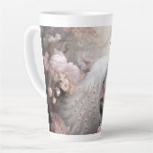 Tasse Latte Rocher blanc romantique et Fleurs rose pâle (Angle gauche)