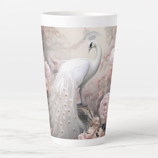 Tasse Latte Rocher blanc romantique et Fleurs rose pâle (Devant)