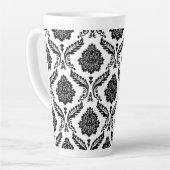 Tasse Latte Rococo Damask Big Pattern Black on White (Angle gauche)