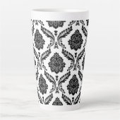 Tasse Latte Rococo Damask Big Pattern Black on White (Devant)