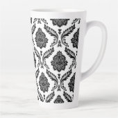 Tasse Latte Rococo Damask Big Pattern Black on White (Droite)