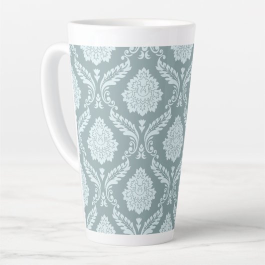 Tasse Latte Rococo Damask Big Pattern Duck Egg Blue+Teal (Angle gauche)