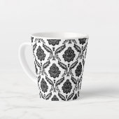 Tasse Latte Rococo Damask Pattern Black on White (Angle gauche)