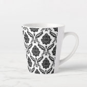 Tasse Latte Rococo Damask Pattern Black on White (Droite)