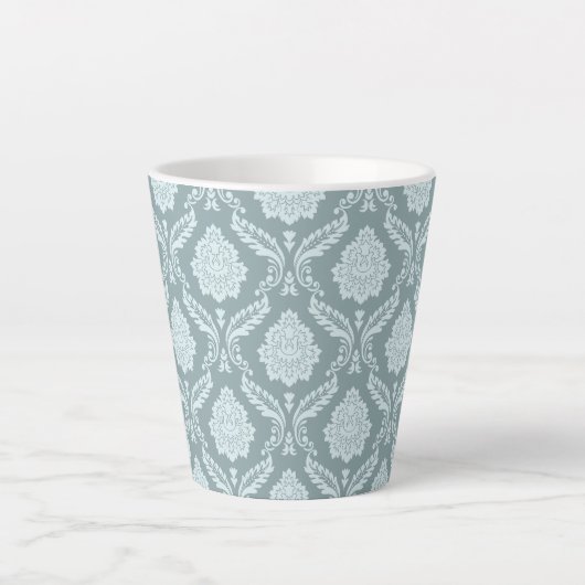 Tasse Latte Rococo Damask Pattern Duck Egg Blue+Teal (Devant)