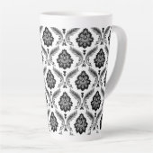 Tasse Latte Rococo Damask Pattern Grey Black White (Angle droit)