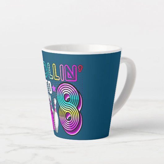 Tasse Latte Rollin en 8 Bowling Anniversaire fête 8 Anniversai (Angle droit)