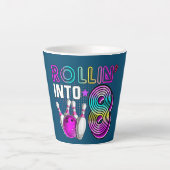 Tasse Latte Rollin en 8 Bowling Anniversaire fête 8 Anniversai (Devant)