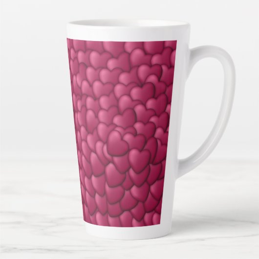 Tasse Latte Romantic 3D Red Hearts Pattern-32322 (Droite)