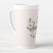 Tasse Latte Romantic Blush Roses Feathers Heart Love (Angle gauche)