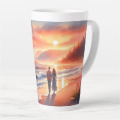 Tasse Latte Romantic Coastal Sunset Lighthouse Walk (Angle droit)
