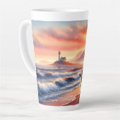 Tasse Latte Romantic Coastal Sunset Lighthouse Walk (Angle gauche)