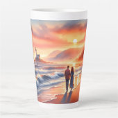 Tasse Latte Romantic Coastal Sunset Lighthouse Walk (Devant)