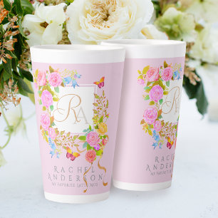Tasse Latte Romantics Blooming Garden Monogramme Latte rose Mu