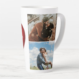Tasse Latte Romantique Coeur rouge avec nom Saint Valentin`s D