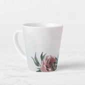 Tasse Latte Romantique fleurs rose bleu vert (Angle gauche)