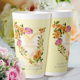 Tasse Latte Romantique Gold Rose Aimer Toujours Beige Latte Mu