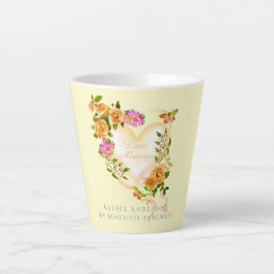 Tasse Latte Romantique Gold Rose Aimer Toujours Beige Latte Mu