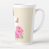 Tasse Latte Romantique Monogramme Peonies Jardin Beige (Droite)