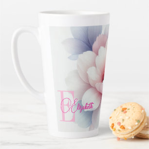 Tasse Latte Romantique Pastel rose Floral Personnalisé Latte M