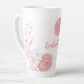 Tasse Latte romantique rose et fleurs blanches (Angle gauche)