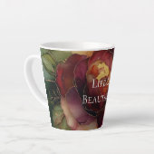 Tasse Latte Romantique Rouge Bourgogne Rose Or Floral (Angle gauche)