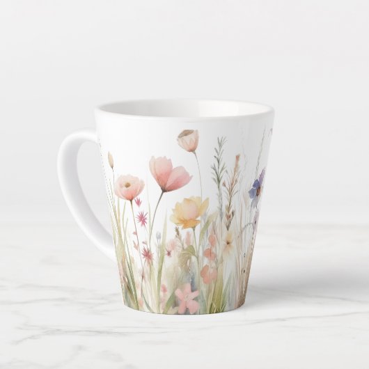 Tasse Latte Romantique, rustique, motif fleur sauvage (Angle gauche)