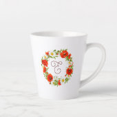 Tasse Latte Roquette Rouge mignonne Blanc Jaune Fleurs de marg (Droite)