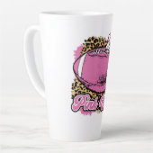 Tasse Latte Rose Avec Balle De Rugby (Softball) (Angle gauche)
