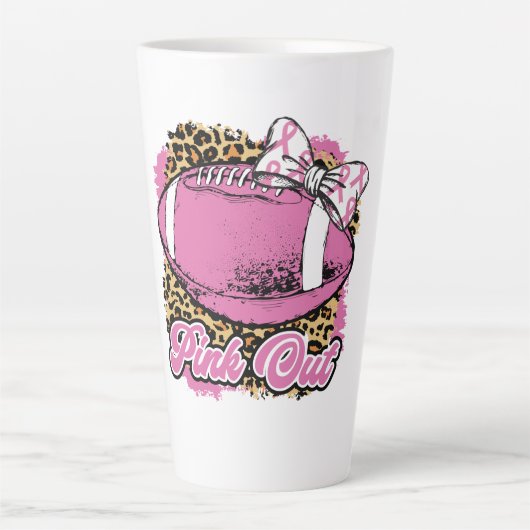 Tasse Latte Rose Avec Balle De Rugby (Softball) (Devant)