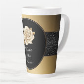 Tasse Latte Rose avec détails dorés scintillants (Angle droit)