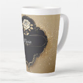 Tasse Latte Rose avec détails dorés scintillants (Angle droit)