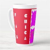 Tasse Latte Rose avec texte d'apparence brodée (Angle gauche)