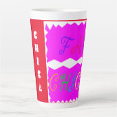 Tasse Latte Rose avec texte d'apparence brodée (Devant)