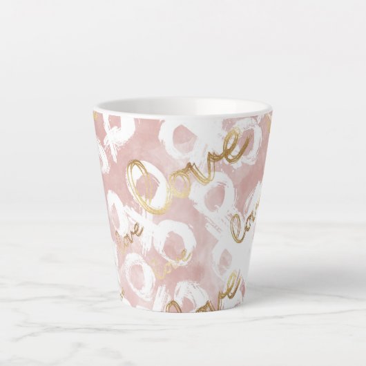 Tasse Latte Rose Blanc Gold Love XO (Devant)