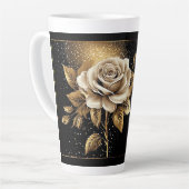 Tasse Latte Rose blanche élégante et design or (Angle gauche)