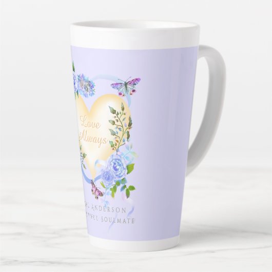 Tasse Latte Rose bleu romantique Amour toujours violet latte M (Angle droit)