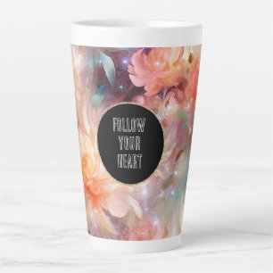 Tasse Latte Rose Blush Peach Orange Floral