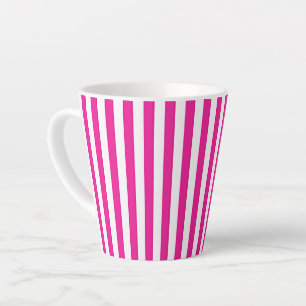 Tasse Latte Rose Chaud et Rayures Verticales Blanches Minimali