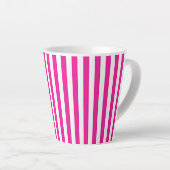 Tasse Latte Rose Chaud et Rayures Verticales Blanches Minimali (Angle droit)