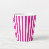 Tasse Latte Rose Chaud et Rayures Verticales Blanches Minimali (Devant)