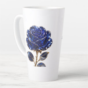 Tasse Latte Rose Cristal Or Bleu Royal