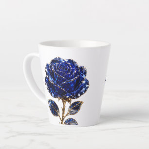 Tasse Latte Rose Cristal Or Bleu Royal