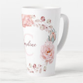 Tasse Latte Rose d'aquarelle Wreath personnalisée | BLANCHE (Angle droit)