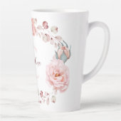 Tasse Latte Rose d'aquarelle Wreath personnalisée | BLANCHE (Droite)
