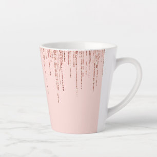 Tasse Latte Rose de luxe Gold Sparkly Glitter Fringe