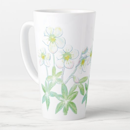 Tasse Latte Rose de Noël, Helleborus niger (Angle gauche)